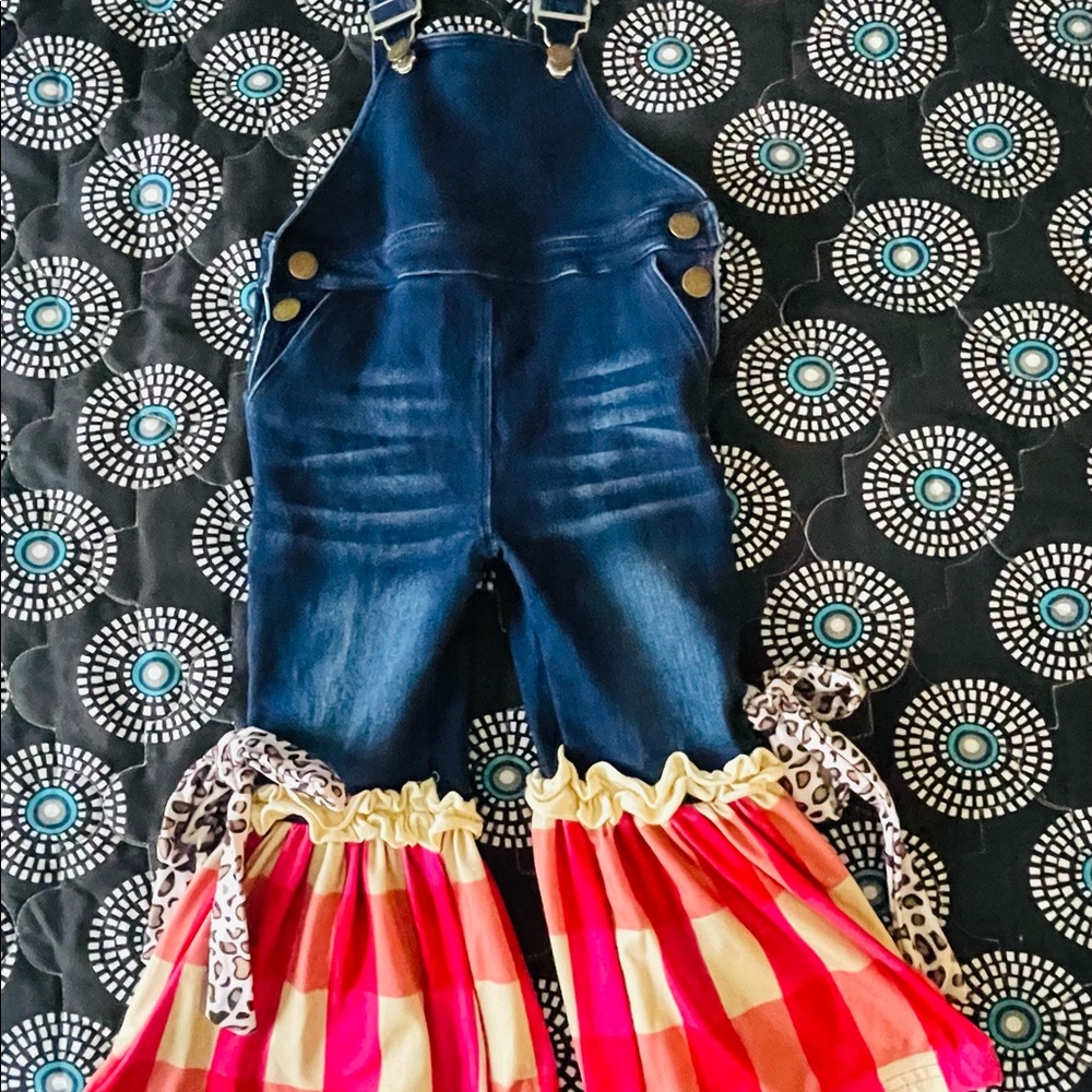 Boutique Girls Bell Bottom Overalls 3T
